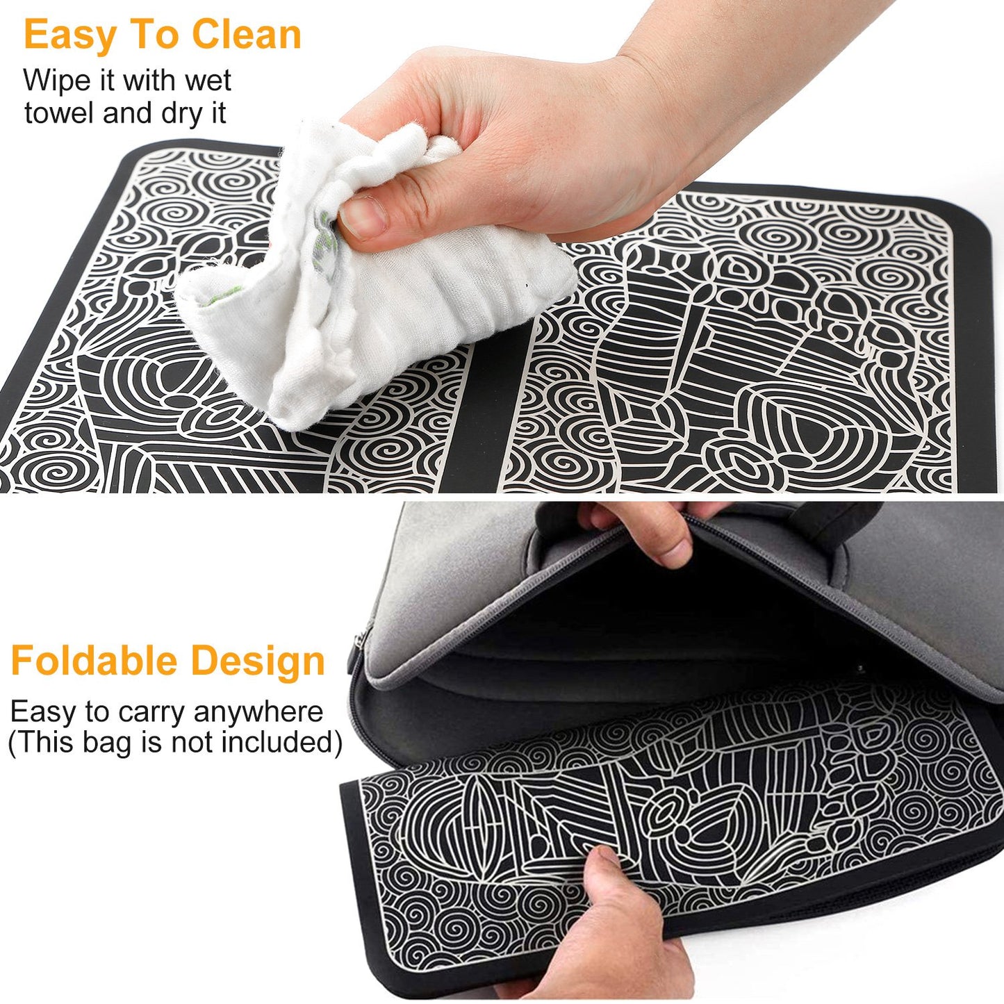EMS Foot Massage Pad Electric Stimulator Massager Unit Rechargeable Leg Reshaping Muscle Pain Relax Massage Mat W-6 Modes 9 Intensity Levels