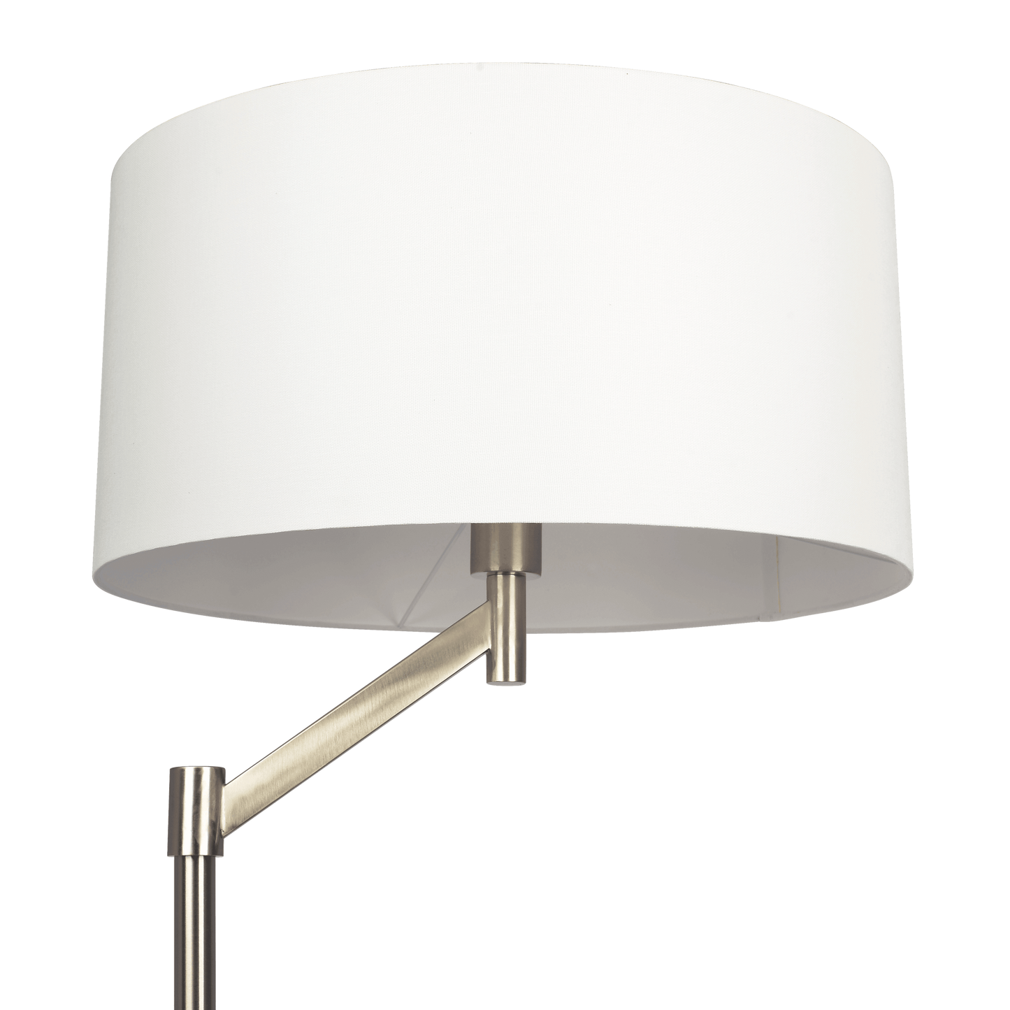 Serene Brushed Nickel Floor Lamp With Rotary  Metal Base White Linen Shade
