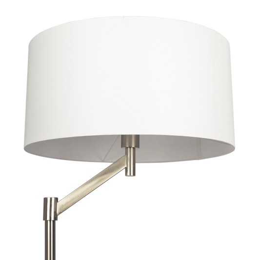 Serene Brushed Nickel Floor Lamp With Rotary  Metal Base White Linen Shade