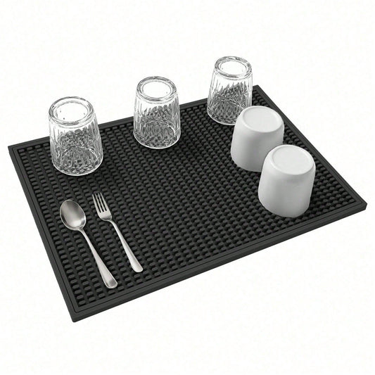 Set Of 2 18x12 Inch Heat Resistant Rubber Drying Mats, Multi Purpose Dish Draining Pads For Kitchen Countertops.