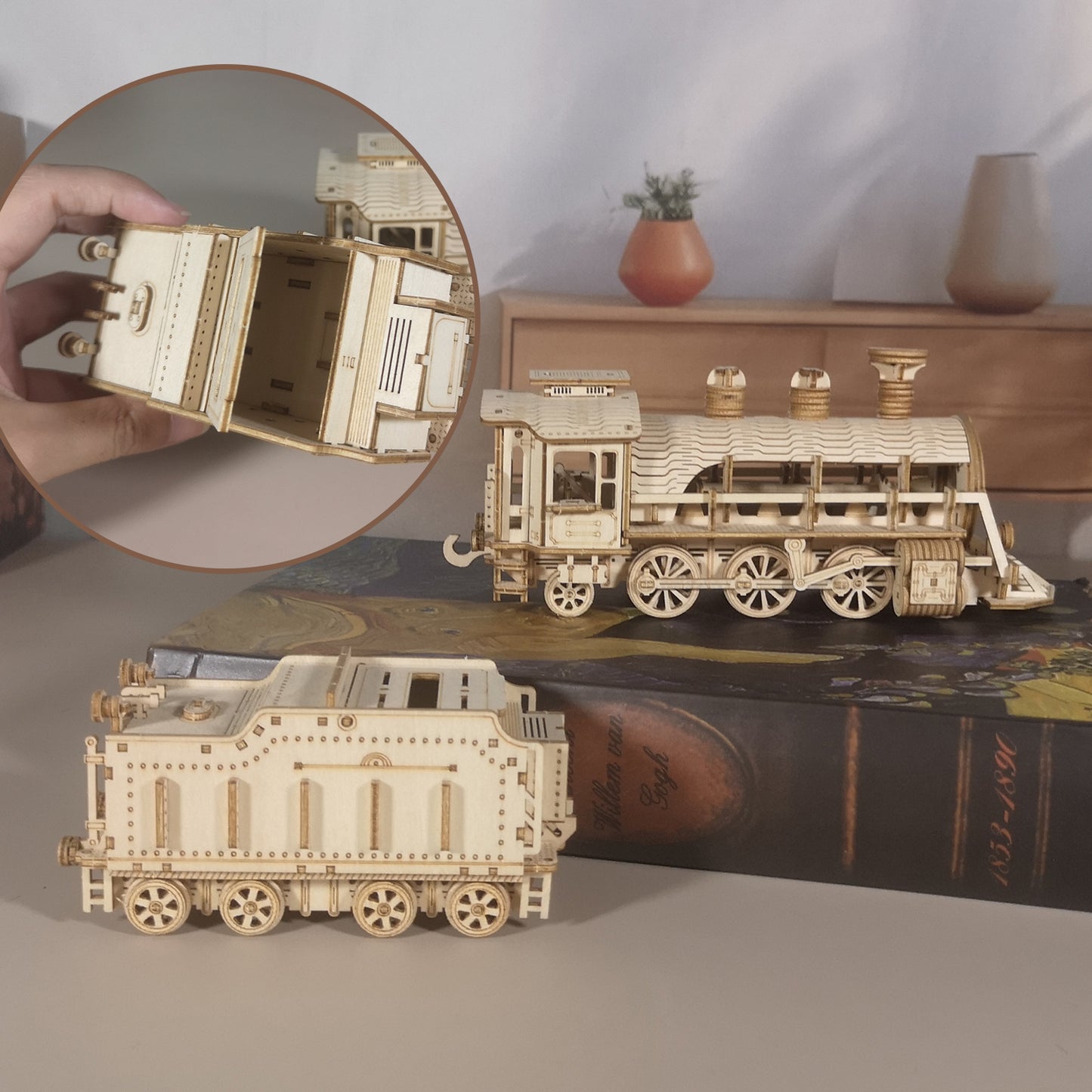 Sales Are Prohibited On The TEMU And SHEIN - 3D Wooden Puzzle Mechanical Train Model Kits Brain Teaser Puzzles Vehicle Building Kits Unique Gift On Birthday Christmas Day