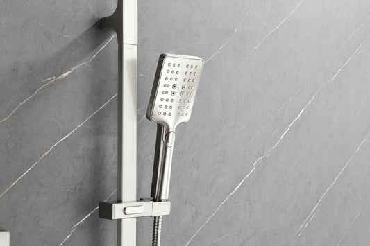 Shower System With Shower Head, Hand Shower, Slide Bar, Sprayer, Shower Arm, Hose, Valve Trim And Lever Handle