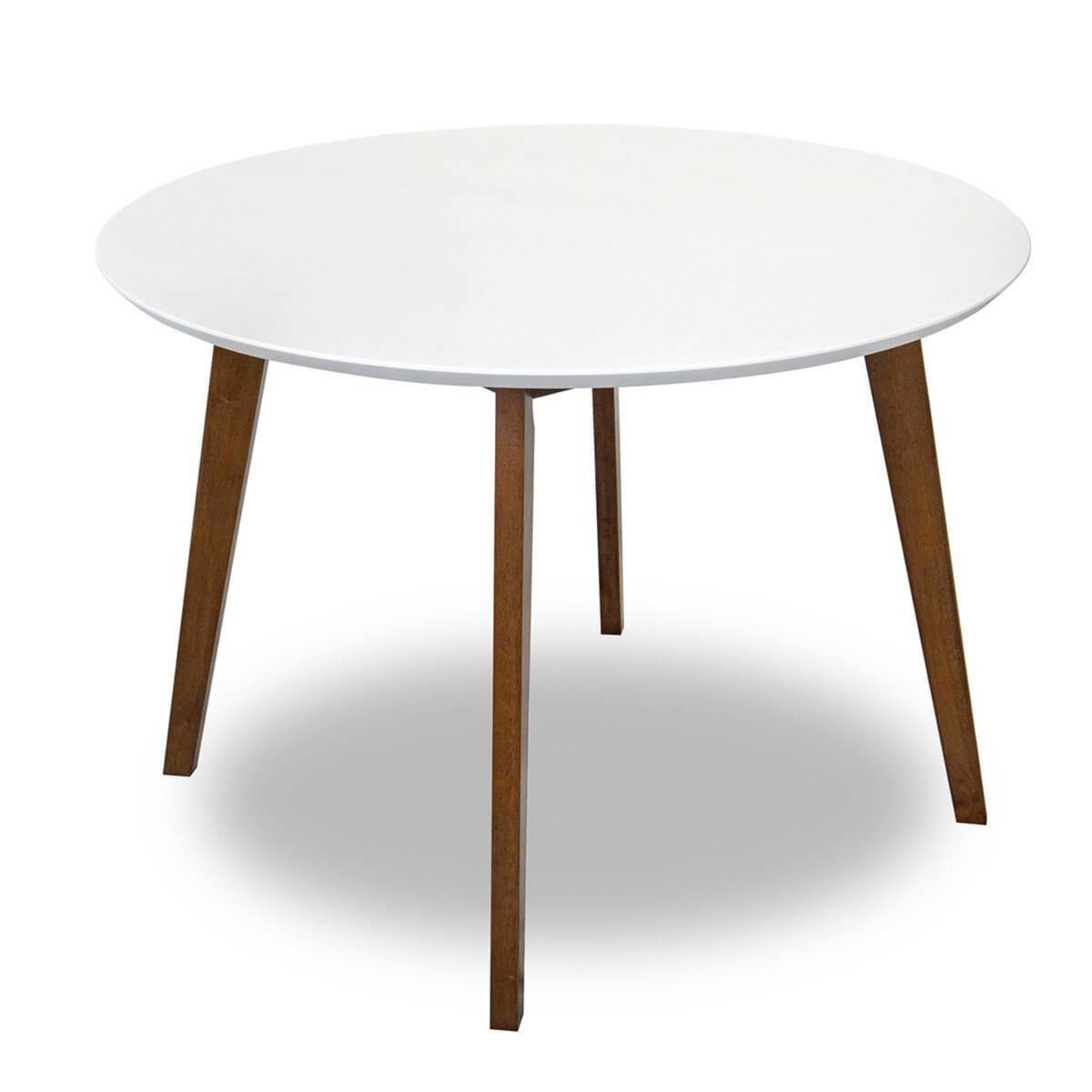Alina Contemporary Dining Table With Smooth White Finish And Solid Wood Base 43   Diameter X 29.5   H Kitchen Dining Room Circle Dinner Pedestal Table