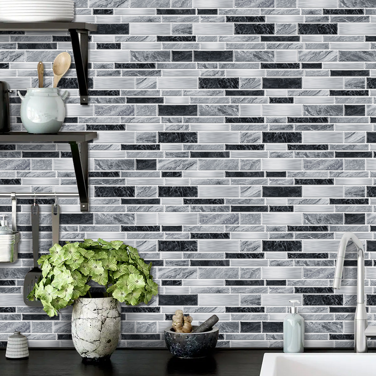 Modern Style Special-shaped Marble Pattern Effect PVC Sticker Peeling Sticker Wallpaper Waterproof And Oil Resistant