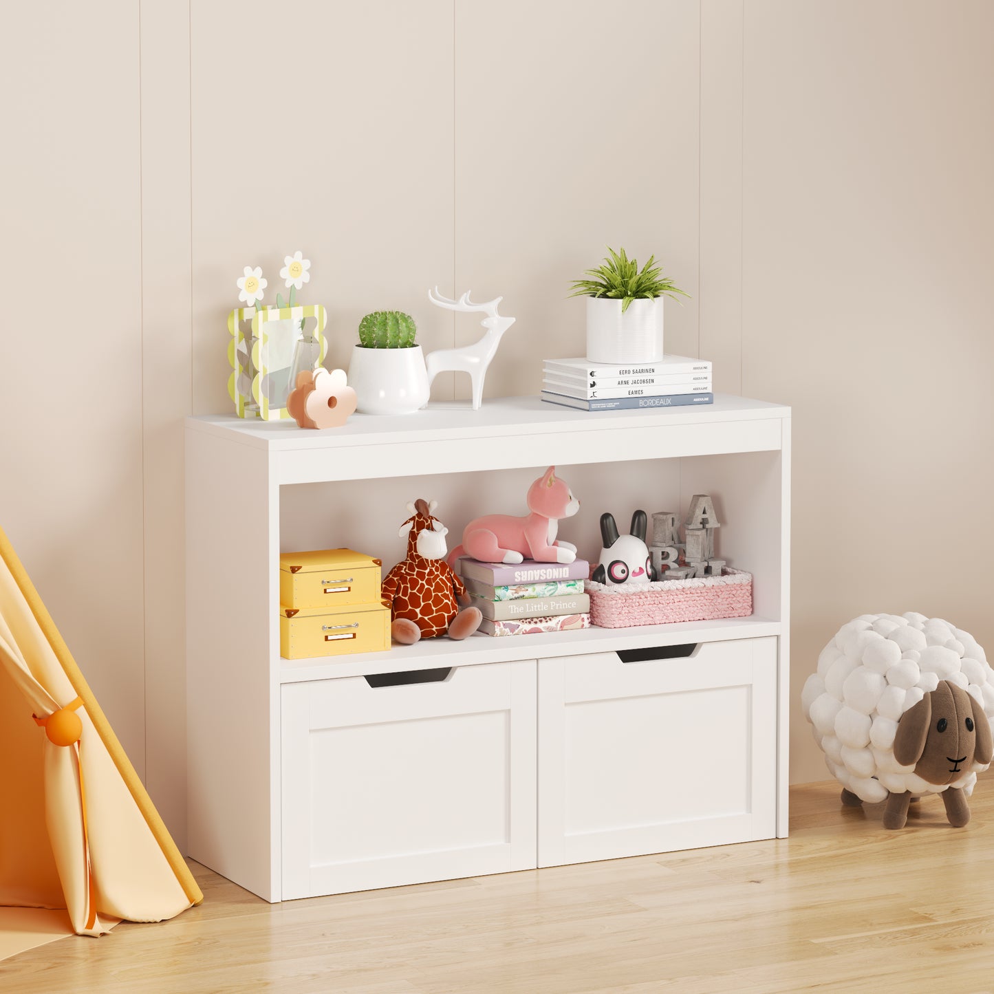 Book Organizer, Toy Storage Cabinet Organizer, White