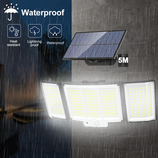 1-Pack Outdoor Solar Light  348-LED Motion Sensor Light With Remote Control  3-Head, Waterproof