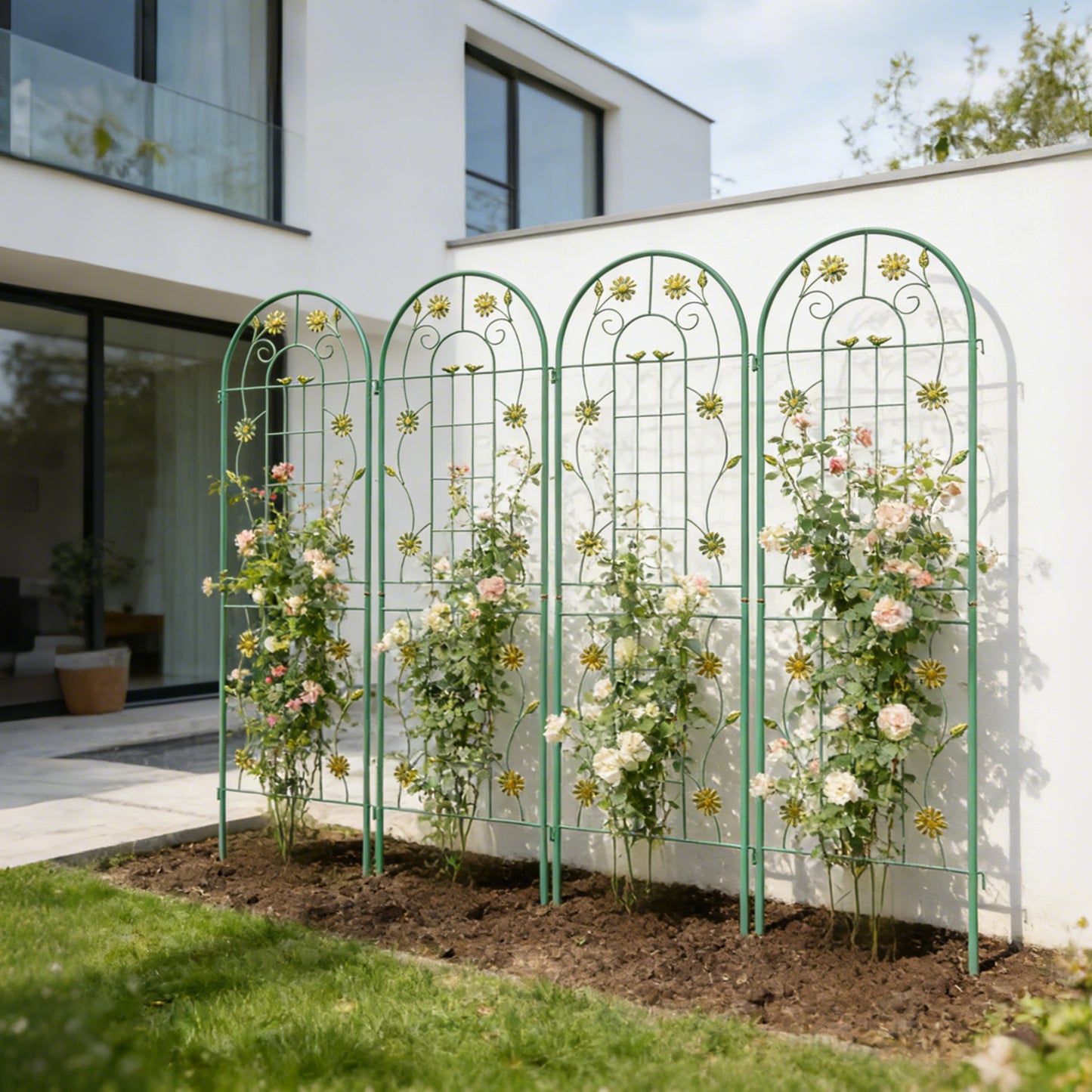 2 Pack Metal Garden Trellis 71  X 19.7  Rustproof Trellis For Climbing Plants Outdoor Flower Support Green