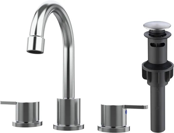 Widespread Bathroom Sink Faucet Chrome 2 Handle 8 Inch 3 Hole 360' Swivel Spout Vanity Sink With Pop Up Drain Assembly-Unable Ship On Weekends, TK And TEMU Only For Pickup