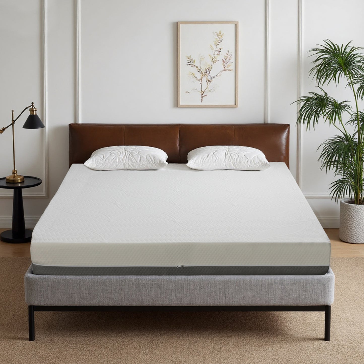 10-Inch Queen Mattress  Made In Japan Comfort Home Mattress  Gel-Perforated, 7-Zone, Adjustable Bed-Friendly, Blue-White Cover