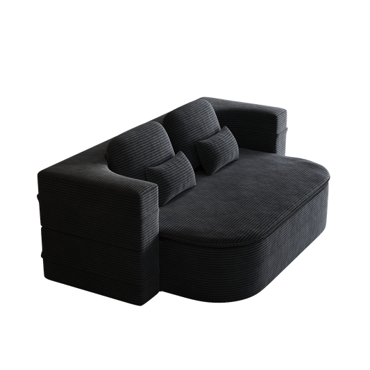 75  2-in-1 Foldable Sofa,Convertible Sleeper Foam Sofa Bed With Multi Functional Blanket, Corduroy Floor Folding Sofa Bed,  Floor Sofa Lounge Sofa For Living Room Bedroom Lounge Studio