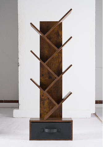 7-layer Tree Bookshelf, Tall And Narrow Wooden Bookcase, Standing Storage Rack For Corners And Small Spaces