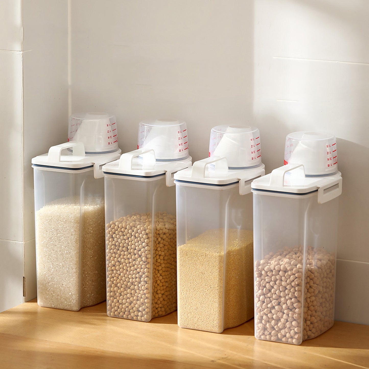 Rice Airtight Storage Container With Clear Scale Double Sealed Rice Containers For Cereal Flour Rice