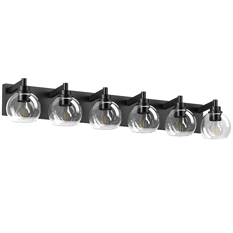 Farmhouse Bathroom Vanity Light Fixtures, 6-Light Bathroom Light Fixtures Over Mirror, Rustic Sconces Wall Lighting With Glass Shade For Living Room, Bedroom, Hallway