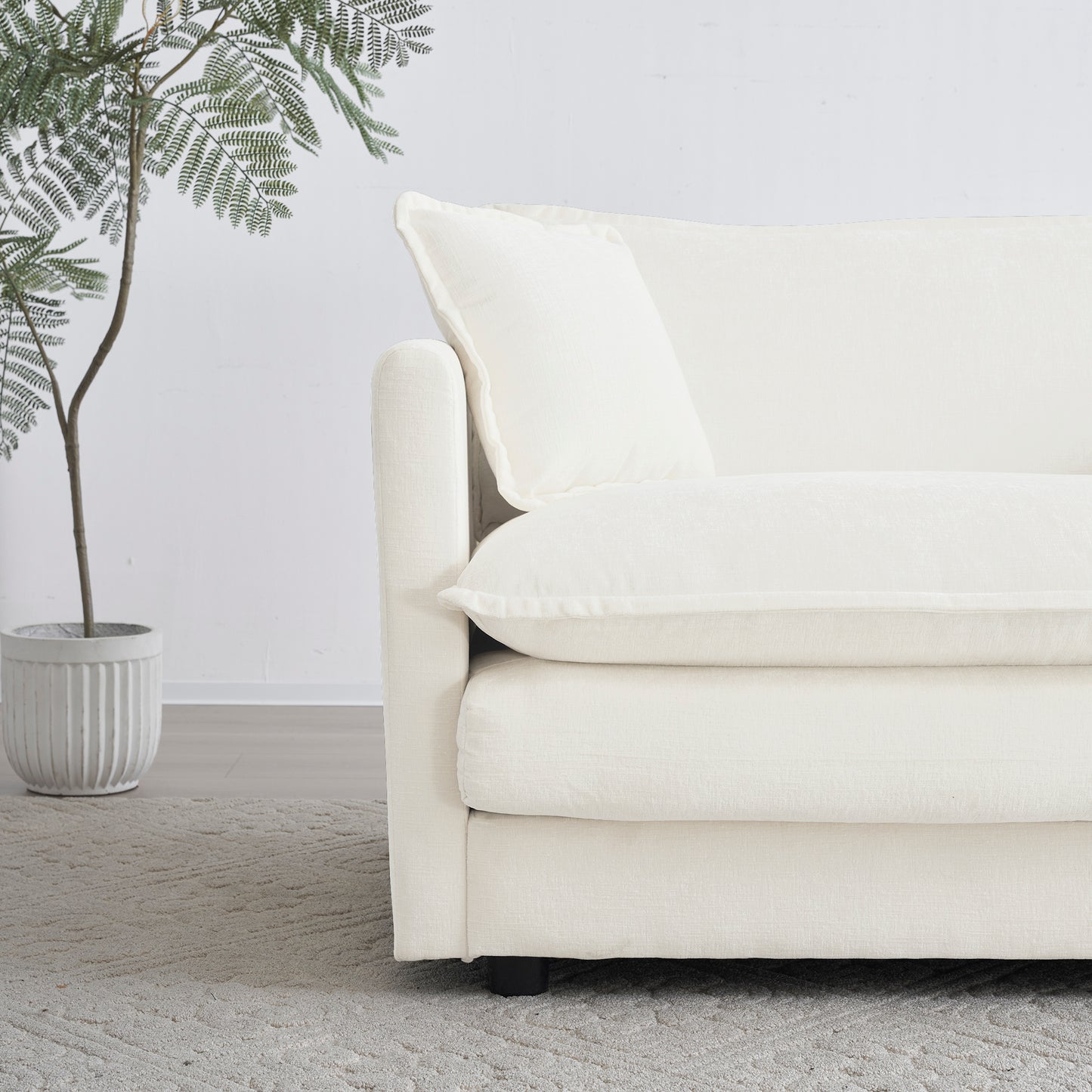 U-Shaped Sectional Sofa W Reversible Footrest, 5-Seater Convertible Corner Couch With 2 Ottomans ,Modern Minimalist Soft Sofa & Couch For Living Room , White