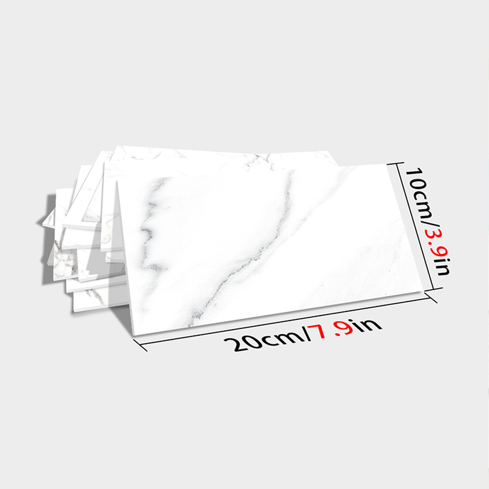 White Marble Look Wall Sticker Peel And Paste Splash-proof PVC Composite Wall Tile Kitchen Bathroom
