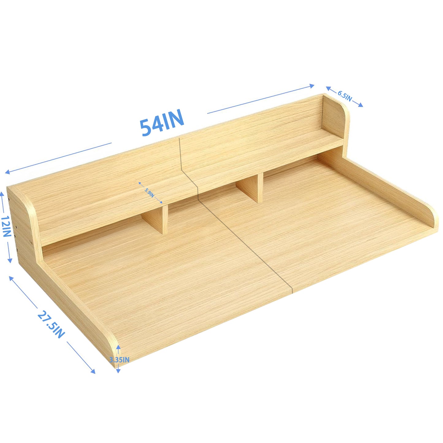 Washer Dryer Countertop With Non-slip Pads, Laundry Wood Shelf Topper With Edge, 54 Width X 27.5 Depth Double Layer Organizer For Washer And Dryer Laundry Hamper Counter Storage Organization OAK