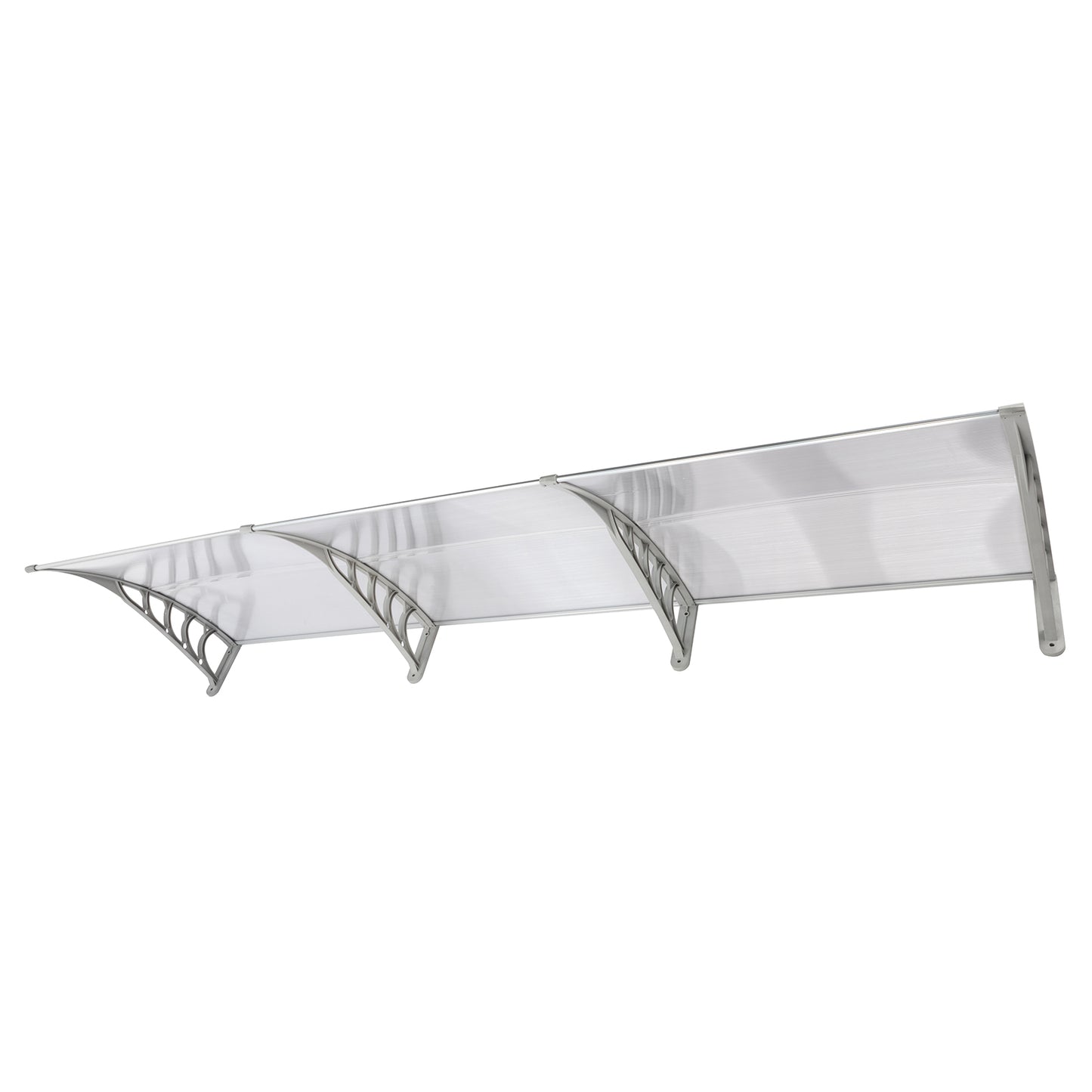 Window Awning Door Canopy 120x38inch, Polycarbonate Cover Front Door Outdoor Patio Awning Canopy UV Rain Snow Sunlight Protection Hollow Sheet, Clear Board & Grey Bracket