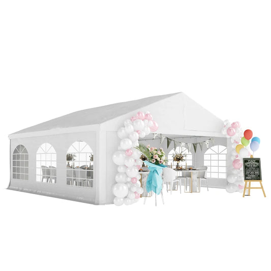 Heavy-duty Large Wedding Tent, Outdoor Carport Garage Party Tent, Patio Gazebo Canopy With Sidewall, White