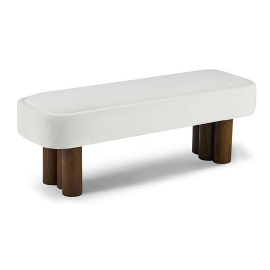 Indoor Beige Fabric Dining Bench With Walnut Color Legs, 51.57 L Upholstered Seating For Kitchen, Dining Room And Living Space,250lbs Capacity