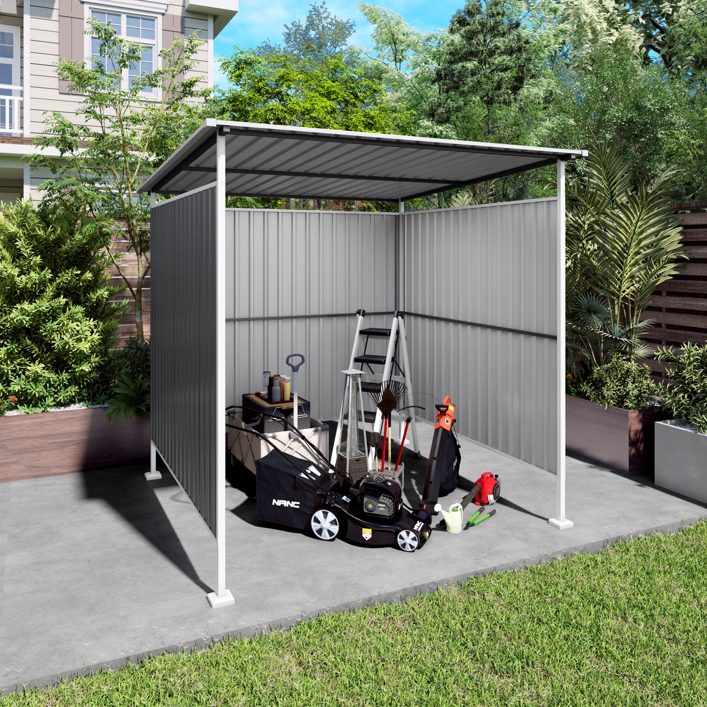 6x6FT Outdoor Pergola For Patio,Bike Storage Shed,Lean To Hardtop Grill Gazebo, Metal Pergolas And Gazebos,Year-Round Metal Gazebo Heavy Duty Awnings For Patio, Decks,Lawn, Backyard