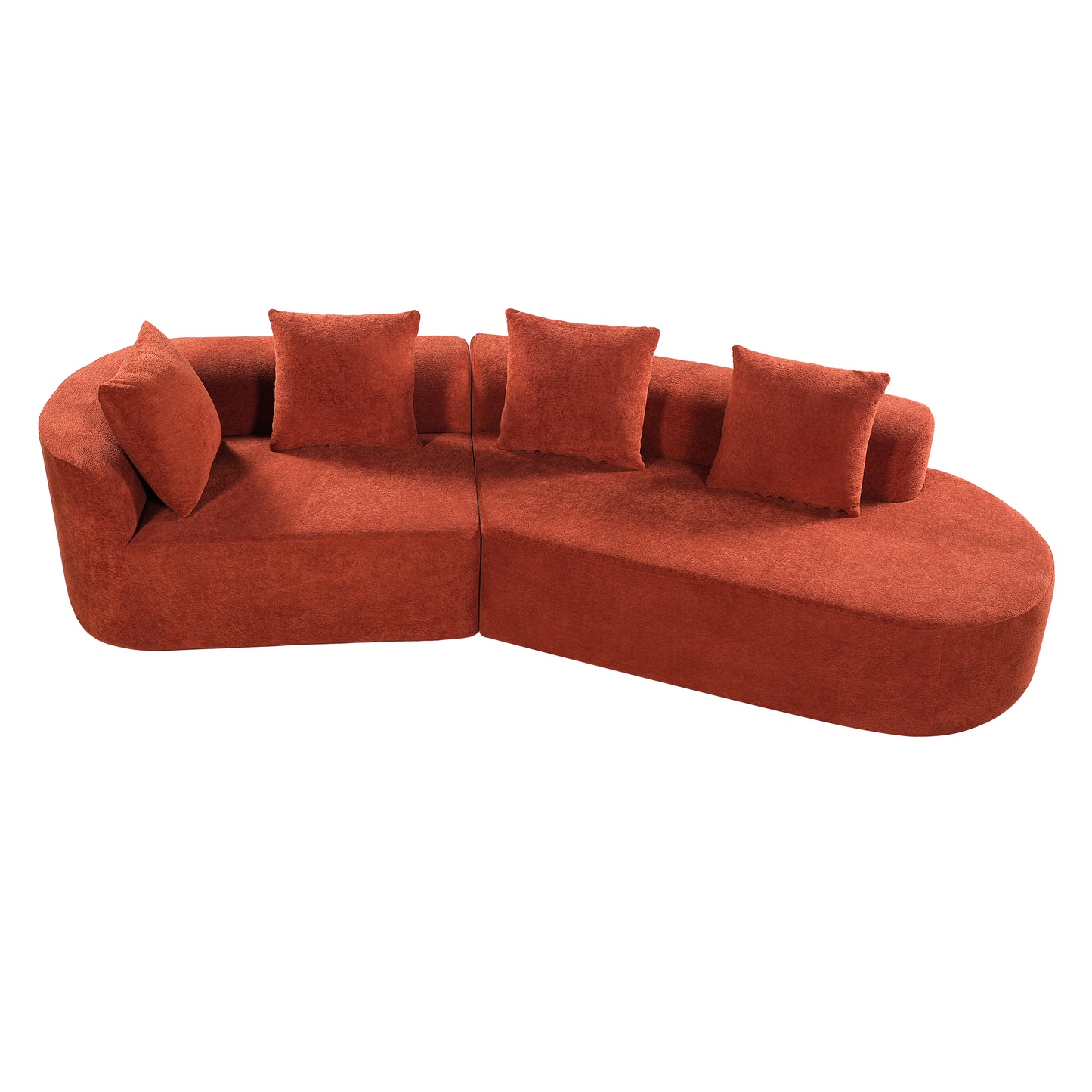 116  Modern Curved Sectional Sofa With High-Density Fully Compressed Sponge And Chaise Lounge, 2-Piece Set, Fully Assembled Right Hand Facing, Perfect For Living Room, Lounge