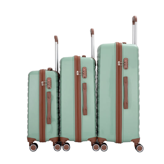 5-Piece Luggage Set,PP Hardshell Luggage Set With TSA Lock And Durable Spinner Wheels   20  24  28   A Travel Bag And A Toiletry Bag,Green
