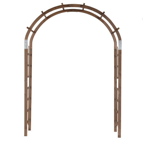 7FT Wooden Garden Arbor, Wedding Arch Backdrop Stand For Ceremony Party, Garden Pergola With Trellis For Climbing Plants, Dark Brown
