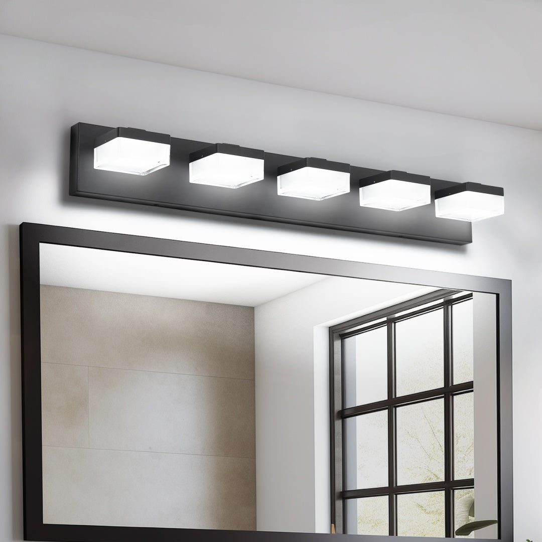 Bathroom Vanity Lights Over Mirror For Mirror Led Light Fixture 5 Lights Modern Black Vanity Light
