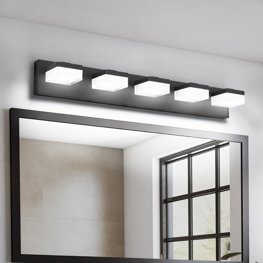 Bathroom Vanity Lights Over Mirror For Mirror Led Light Fixture 5 Lights Modern Black Vanity Light