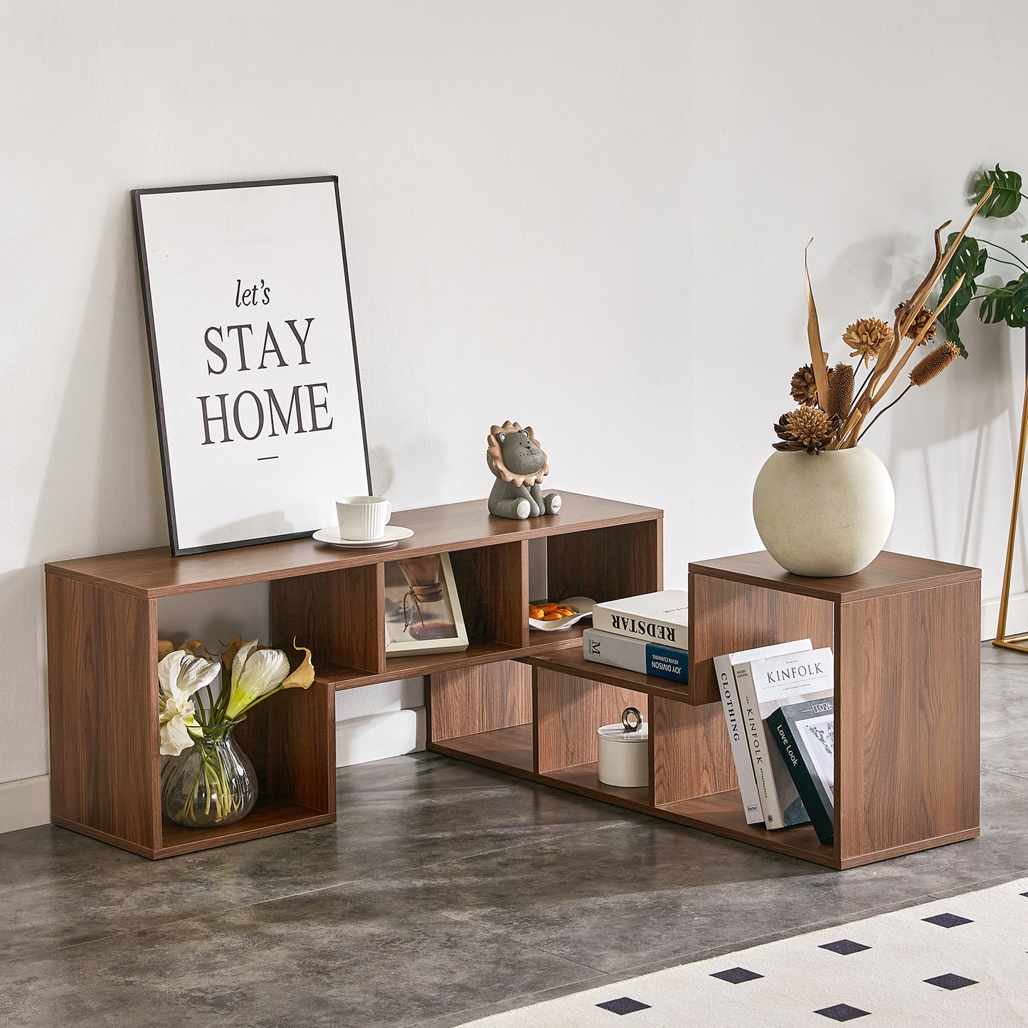 2 Pieces Cube TV Stand,Free Combination Gaming Entertainment Center Media Stand,Open Storage Bookcase Shelf For Living Room,2 Shelf Bookcase L-Shaped TV Console Stand,with Dimensions Of 55.1x11.8x17.1