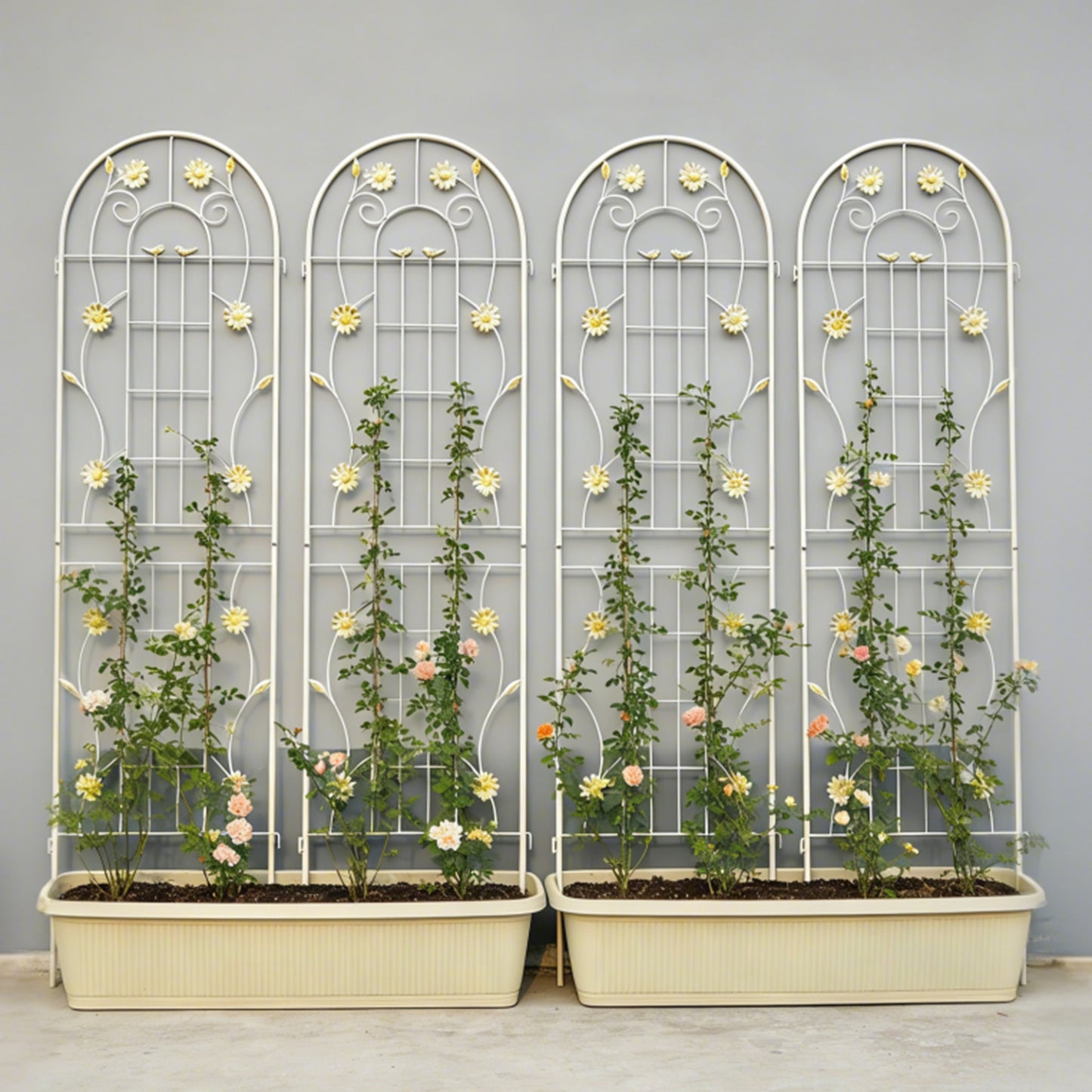 4 Pack Metal Garden Trellis 71  X 19.7  Rustproof Trellis For Climbing Plants Outdoor Flower Support Cream White