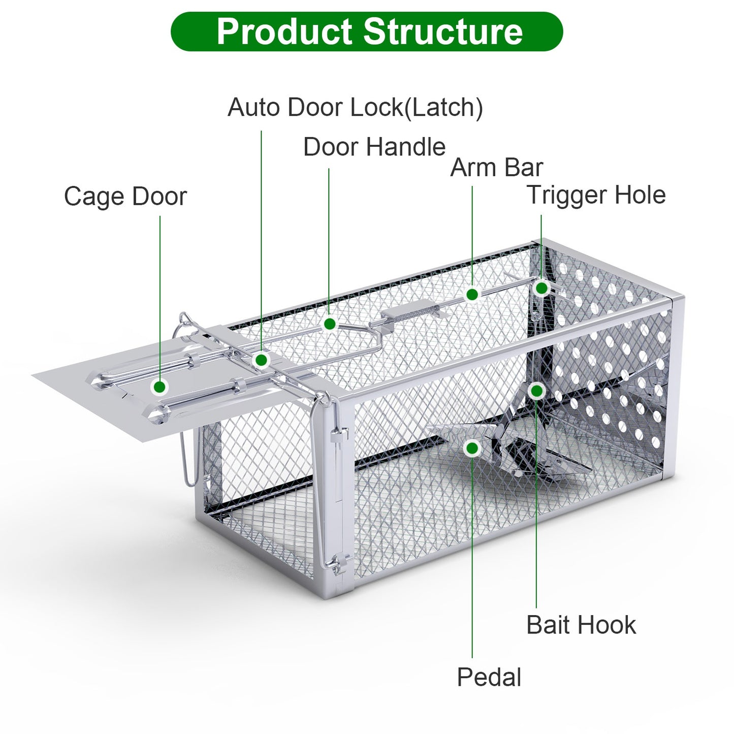 1Pc Single Door Rat Trap Cage Humane Rodent Trap Mouse Trap Indoor Outdoor For Small Rodents Mice Voles Hamsters