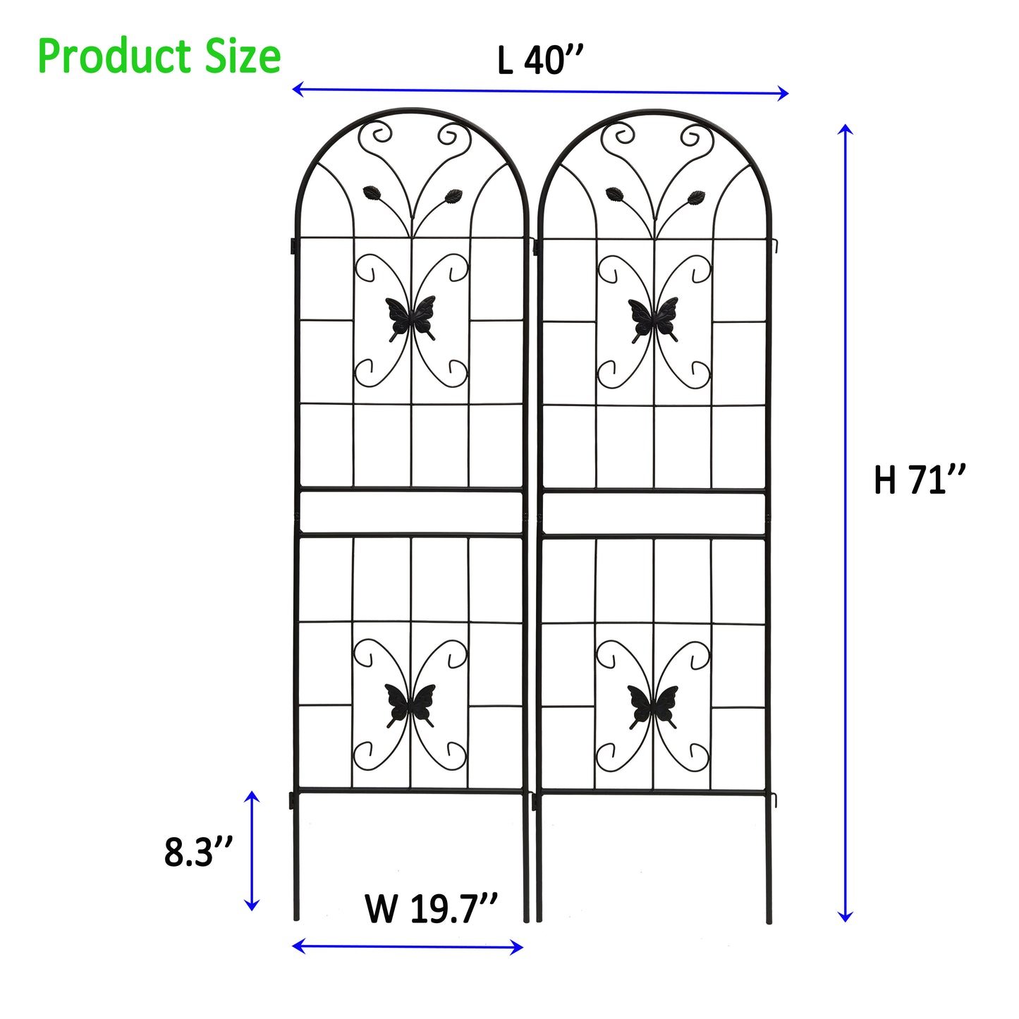 2 Pack Metal Garden Trellis 71  X 19.7  Rustproof Trellis For Climbing Plants Outdoor Flower Support Black