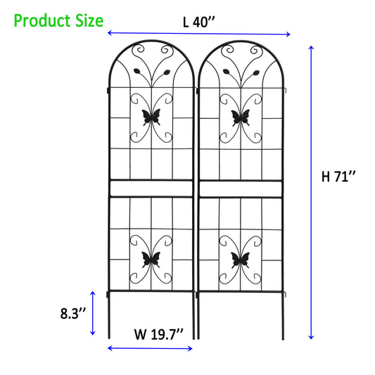 2 Pack Metal Garden Trellis 71  X 19.7  Rustproof Trellis For Climbing Plants Outdoor Flower Support Black