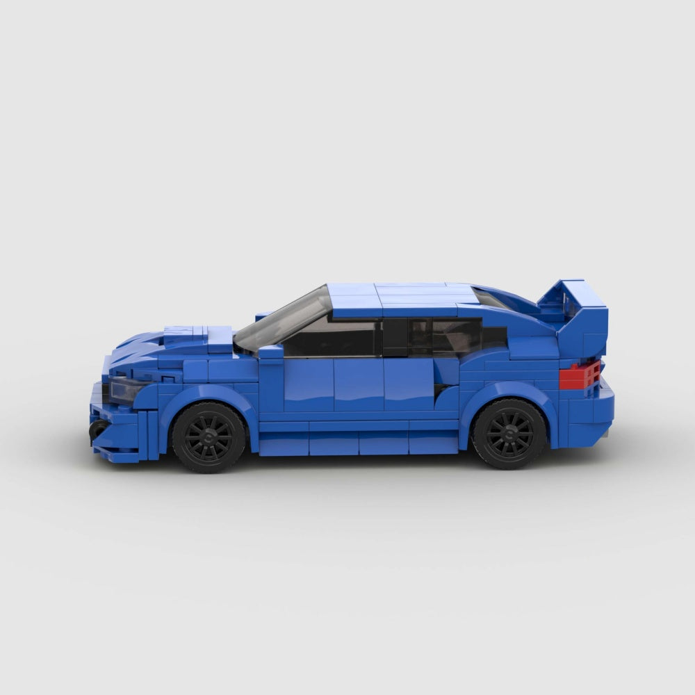 303PCS Blue JDM Rally Car Building Blocks, WRX STI Inspired Sports Sedan Toy With Rear Wing Kit For Kids 6 And Adults ,Collectible Drift Car Gift