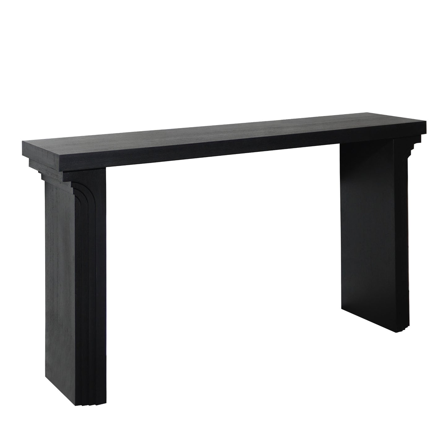58in Modern Minimalist Black Wooden Console Table For Entryway, Living Room, And Hallway  - Versatile Decorative Accent