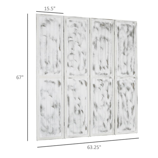 Screen Divider Room Divider Screen With Foldable Design For Indoor Bedroom Office 5.5' Rustic White