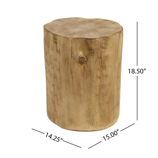 Outdoor 14.25inch MGO Side Table, Hand-Painted Wood  Stump