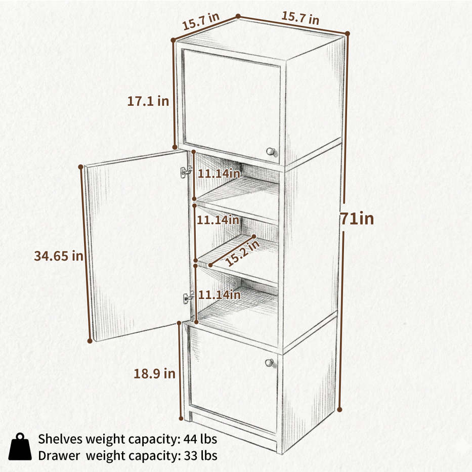 Tall Narrow Pantry Cabinet 71 Inch Freestanding Storage Cabinet With Doors And Shelves, Adjustable Shelves, Drawer & Anti-Tip Kit, E1-Grade Wood, Warm White For Bathroom Storage Cabinet, Small Spaces