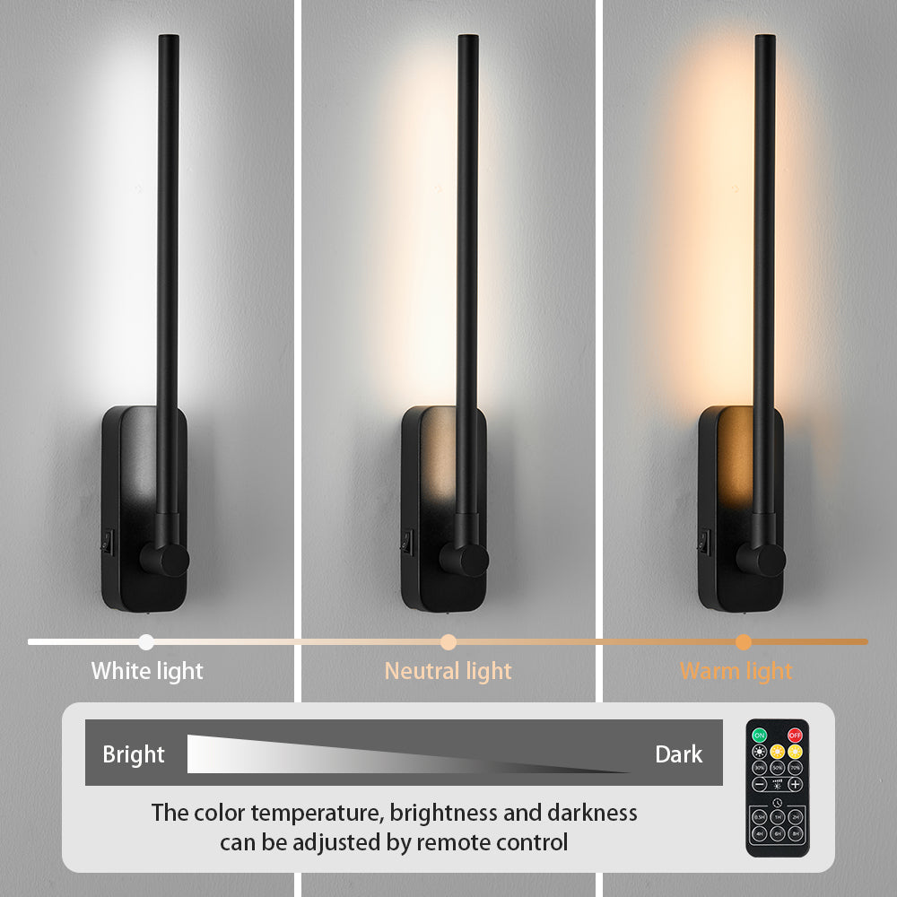 Rechargeable Wall Lights With Remote Control - LED Picture Lights For Bedroom - Wireless Magnetic Clip- On Art Light Fixtures - 3CCT-Dimmable In Black