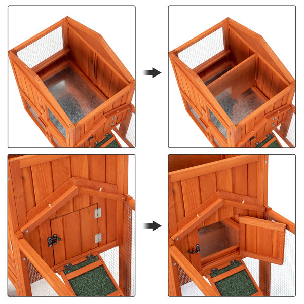 61inch Wooden Chicken Coop Hen House Rabbit Wood Hutch Poultry Cage Habitat