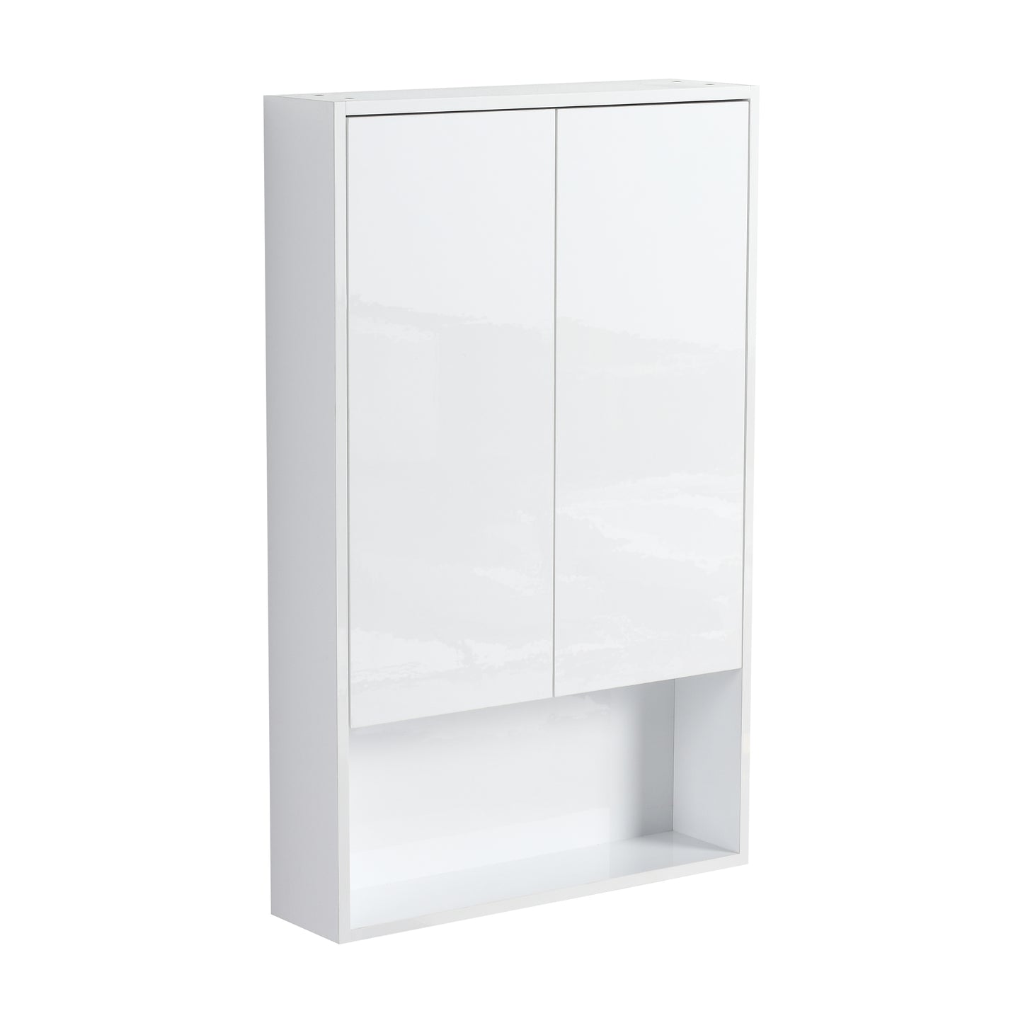 24  Bathroom Wall Cabinet  Soft Close Doors  Float Mounting Design Glossy White  KD- Packing
