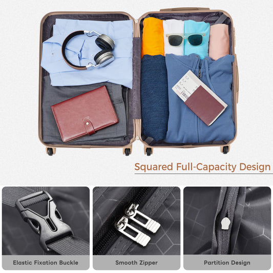Luggage Sets New Model ABS Hardshell 3pcs Clearance Luggage Hardside Lightweight Durable Suitcase Sets Spinner Wheels Suitcase With TSA Lock 20 24 28   Light Blue