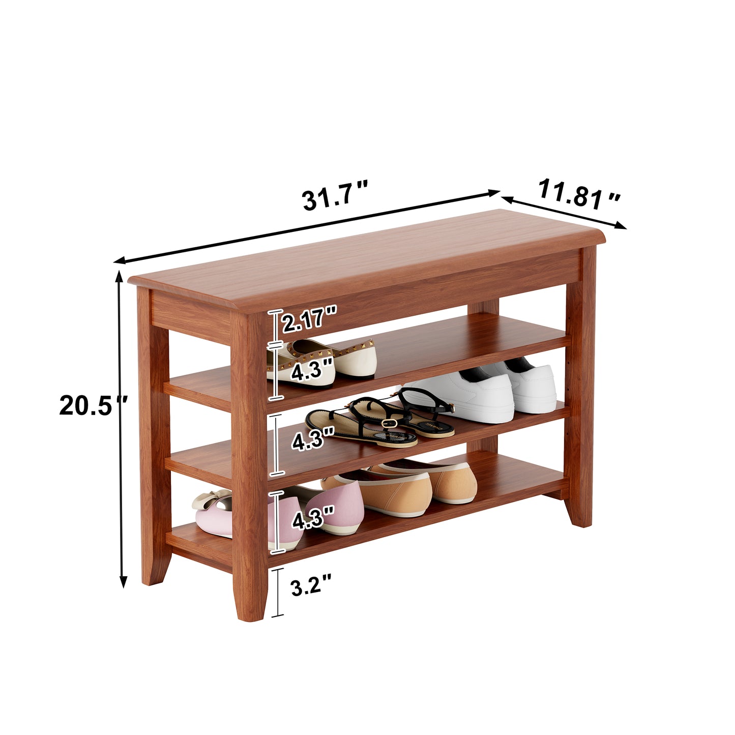 Adjustable Shoe-changing Bench, Storage Bench, Hidden Storage. With A Load-bearing Capacity Of Up To 550 Pounds, Suitable For Bedrooms And Corridors. 100 Solid Wood.