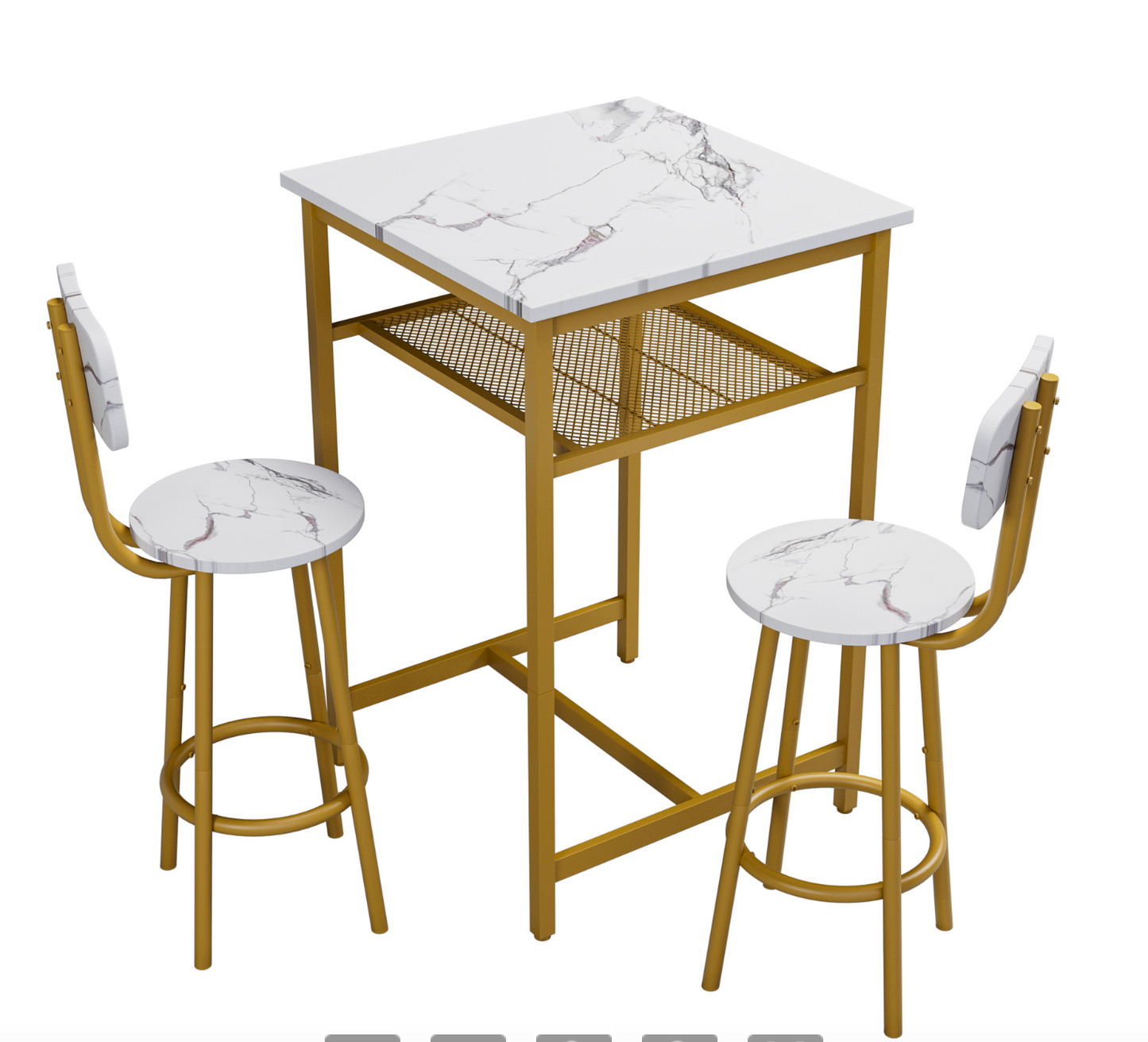 Bar Table, Equipped With 2 Bar Stools , With Backrest And Partition