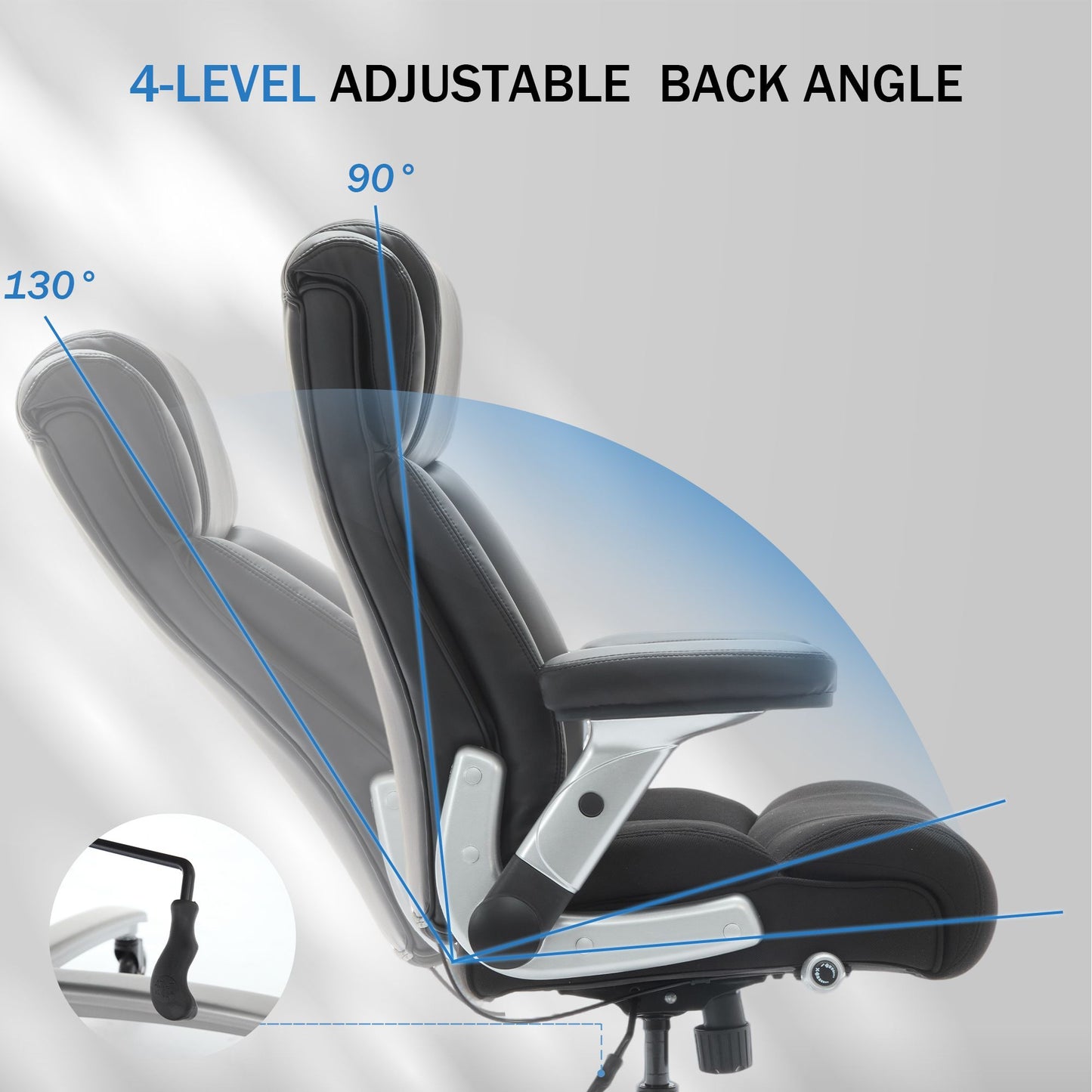 500lbs Big And Tall Office Chair With Adjustable Lumbar Support, Executive Office Chair Heavy Duty With Flip-up Armrest And Wider Seat, Ergonomic Leather Chair Breathable With Quiet Rubber Wheels.