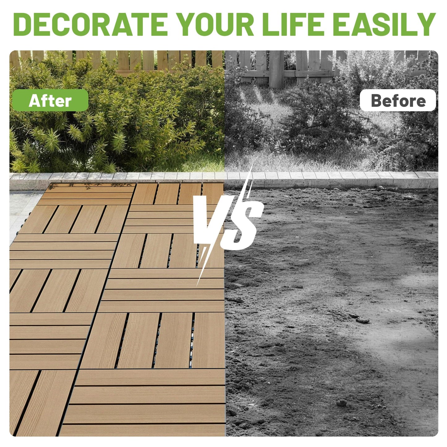 27 Pcs Interlocking Deck Tiles, 12   X 12   HDPE Outdoor Flooring, Patio Flooring Outdoor Waterproof, Deck Tiles Outdoor Waterproof For Deck Garden Poolside, All Weather Use -Dark Brown