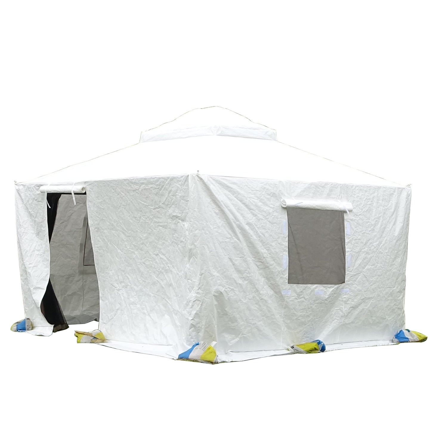 12 X12  Gazebo Cover For Hardtop Gazebos, Outdoor Universal Winter Gazebo Cover With Sidewalls And Mesh Windows, All Season Waterproof Enclosed Gazebo Cover, White