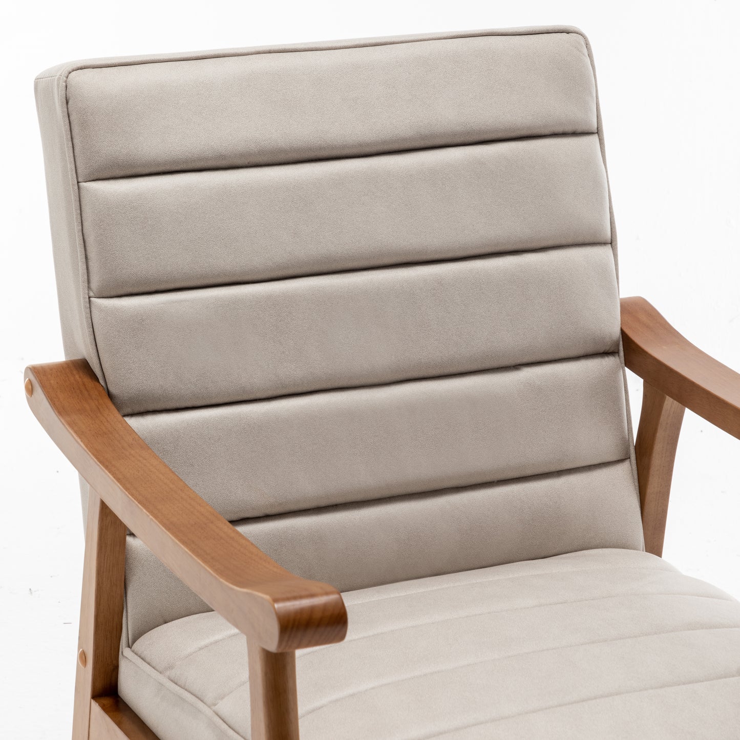 Mid-Century Modern Accent Chair, Solid Wood Frame Leather Look Microfiber Armchair With Open-Framed Arm Design, Plush Padded Seat And Back Cushion For Living Room Bedroom