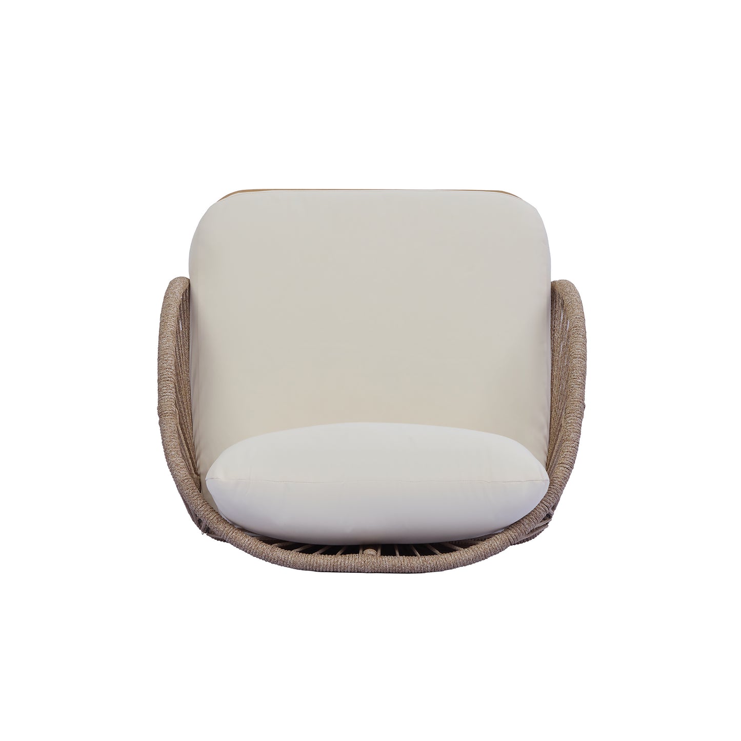 Acacia Wood Outdoor Club Chair, Curved Tub Design Patio Chair With Handwoven Rope Accents & Weather-Resistant Cushion